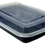 58oz Rectangle Black Meal Prep Containers