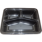 33oz Rectangle (3 Compartment) Black Meal Prep Containers