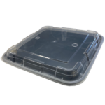 48oz Square Black Meal Prep Containers - Vented