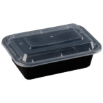24oz Rectangle Black Meal Prep Containers