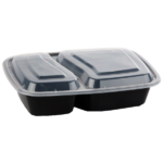 32oz Rectangle (Two Compartment) Black Meal Prep Containers