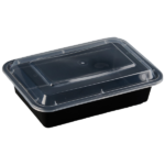 38oz Rectangle Black Meal Prep Containers