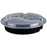 33 oz Round, 3 Comp Black Meal Prep