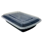 58oz Rectangle Black Meal Prep Containers