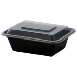 16oz  Rectangle Black Meal Prep Containers