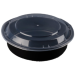 24oz Round Black Meal Prep Containers