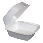 6" x 6" White Foam Hinged Lid Container