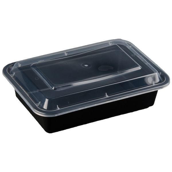 38oz Rectangle Black Meal Prep Containers